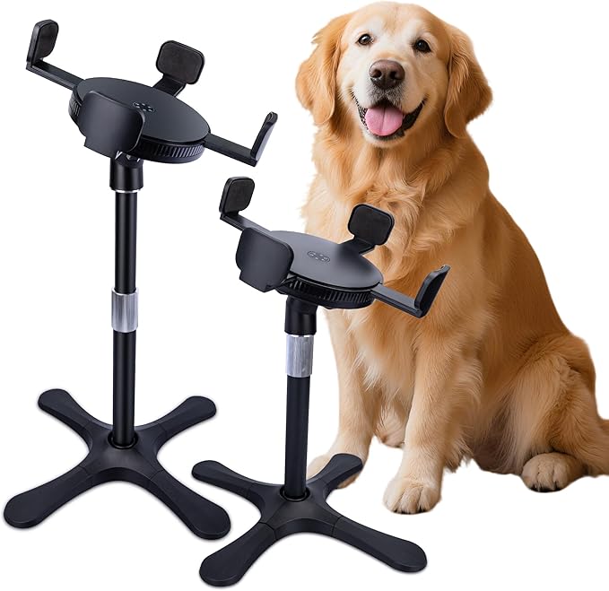 Elevated Dog Bowl (Not Bowl Included), Adjustable Stand Heights & Width, Non-Slip Foot Mats, Tilting Raised Dog Bowls with Metal Knob for Small, Medium & Large Dogs Breed (2 Pack), Black