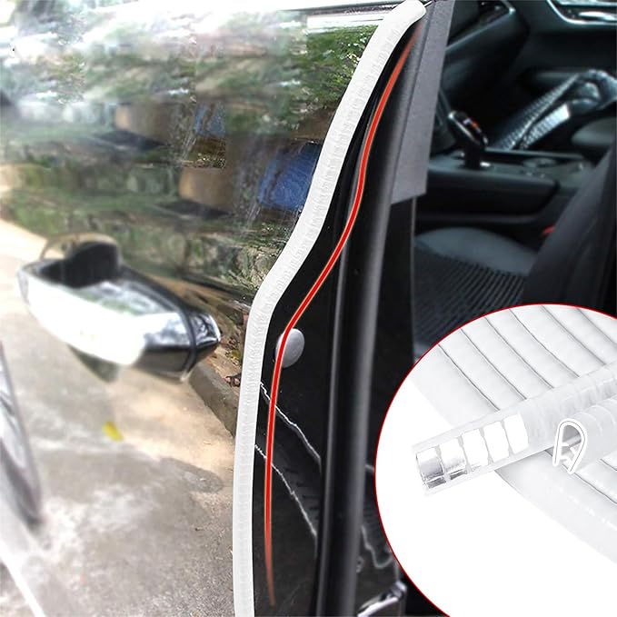 MYFAMIREA 49Ft(15M) Long Car Door Edge Guards, U Shape Edge Trim Rubber Seal Protector Car Door Protection Anti-Collision Rubber Clips Easy to Cut No Need Adhesive Fit for Most Vehicles| White