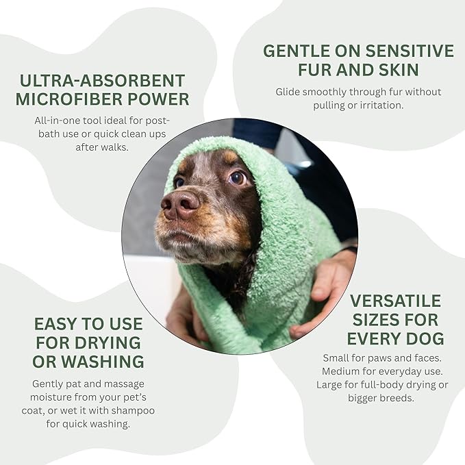Two Tails Pet Company Pet N’ Dry Microfiber Bath Towel, Absorbent Dog Towels for Drying or Washing Large Dogs and Puppies, Soft and Lightweight, Fast Drying, Grooming Dog Supplies, Size Large