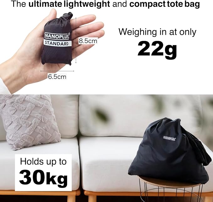 Compact Reusable Grocery Tote Bag – Lightweight, Foldable & Packable Shopping Bag for Travel