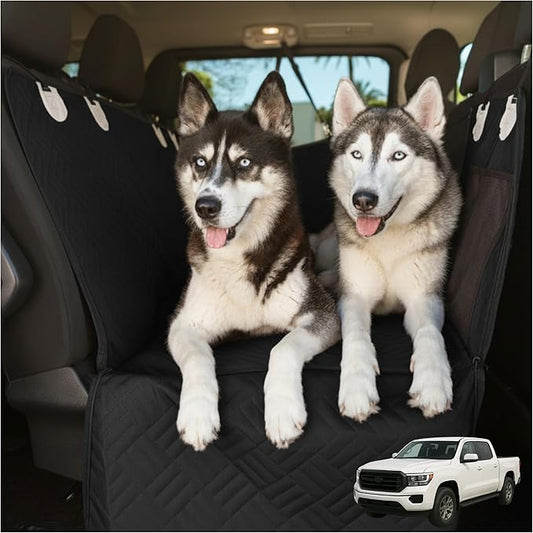 – Back Seat Pet Cover for Dogs, Premium Dog Hammock for Car with Hard Bottom | XL, Waterproof & Washable | Dog Car Seat Cover for Large | Fits Large SUV, Trucks (Black)