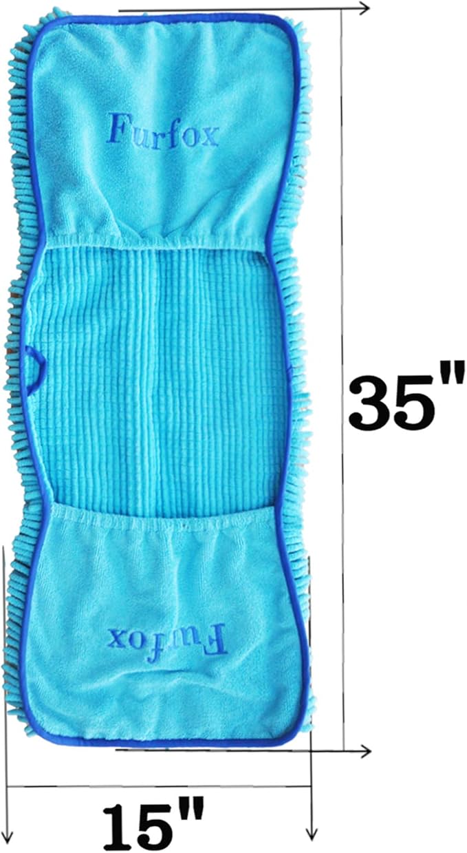 Furfox Absorbent Dog Towel, Microfiber Quick Drying Towel Machine Washable with Hand Pockets - Medium Large Dog 35 x 15'