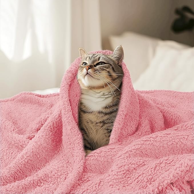 Luciphia Premium Fleece Pet Blanket for Small Medium Dogs Puppy Soft Sherpa Calming Cat Throw Blankets(Pink,30x20 inches)
