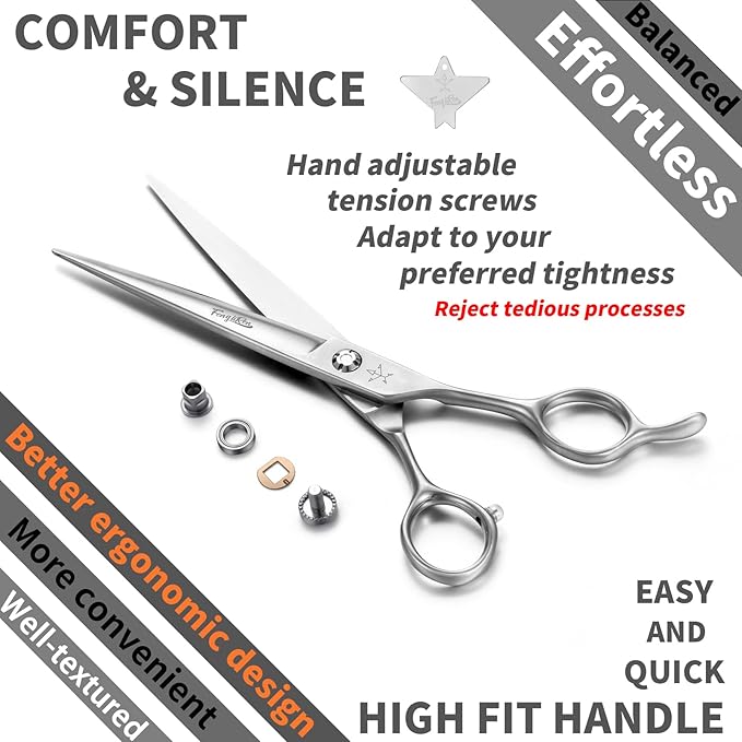 High-end Professional Dog Grooming Scissors Pet Grooming Shears 7 Inches Extremely Very Sharp Made Of Stainless Steel Alloy By Hand For Dog Cat Groomer