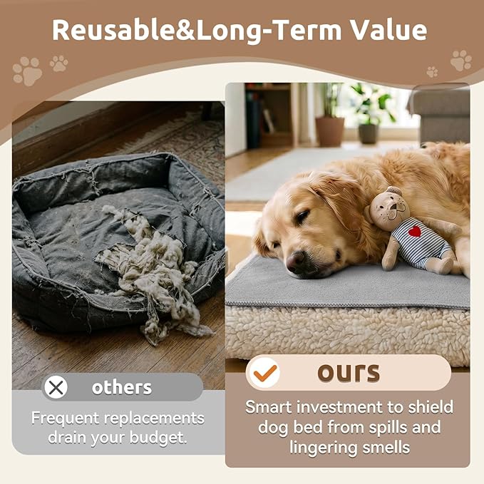 MontVoo Washable Dog Bed Cover, Absorbent Quick Dry Pet Bed Sheet, Easy Hair Removal Couch Covers for Dogs/Cats, 24x35 Inches, Waterproof PU Backing Dog Bed Mat for Car Seat, Crate, Cover Only, Grey