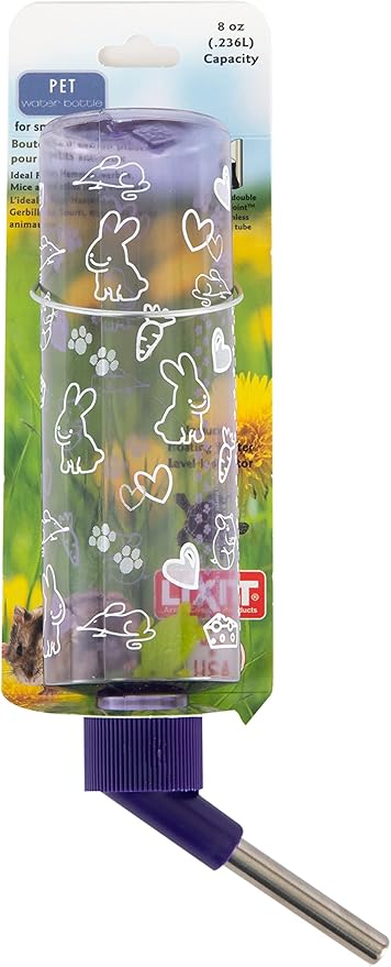 Lixit Standard Cage Water Bottles for Rabbits, Ferrets, Guinea Pigs, Hamsters, Rats, Mice and Other Small Animal's (8 Ounce, Clear Pack of 2)