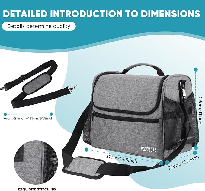 Pet Travel/Grooming Supplies Organizer Carry Bag - Compatible with Oneisall/Neabot Dog Grooming Vacuum, Large Capacity - Bag Only (Gray)