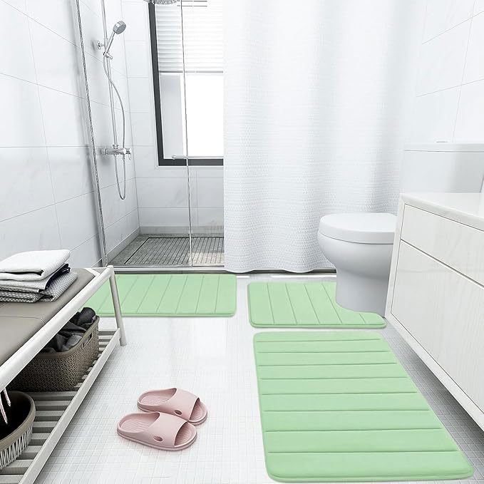 Buganda Memory Foam Bath Mat, 70" x 24", Ultra Soft and Non-Slip Bathroom Rugs, Water Absorbent and Machine Washable Bath Rug Runner for Bathroom, Shower, and Tub, Sage Green