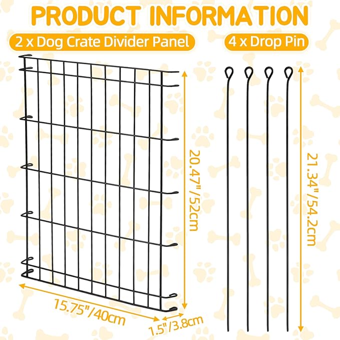 Dog Crate Divider Panel 2 Pack, 20.47" H Metal Kennel Divider, Adjustable 15.7"-30.7" Width, Fits 30"-36" Wire Dog Crates, Tool-Free Install for Puppy Training & Anxiety Relief (Crate Not Included)