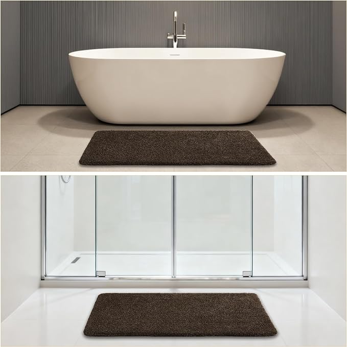 Brown Bathroom Rugs 24"x48" – Long Plush Non-Slip Bath Mat, Absorbent & Washable Microfiber Runner Rug – Perfect for Tub, Sink, or Washroom