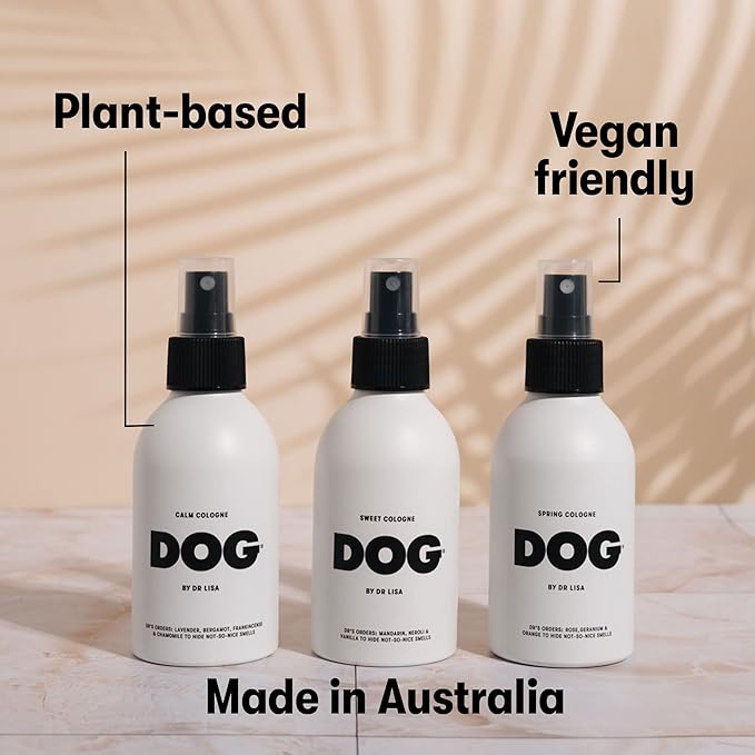 DOG by Dr Lisa - Spring Cologne - With Rose Geranium and Orange - Natural Dog Perfume - Pet Deodorant Spray - Plant-Based Essential Oils - Vegan - 4.2oz