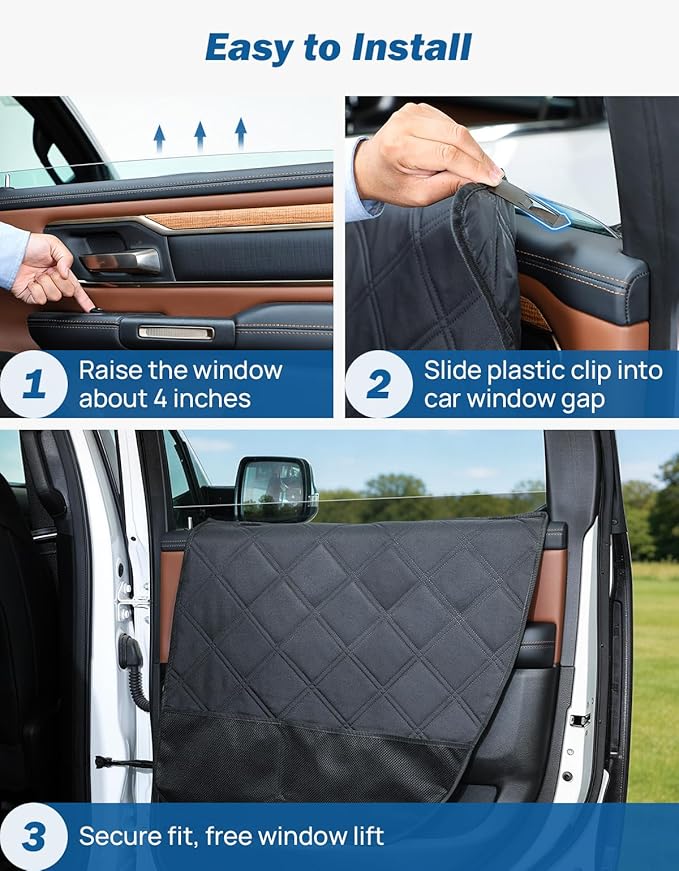 JOYTUTUS Dog Car Door Protector Compatible with Sedan/Family Car/Small SUV, Waterproof & Anti-Scratch Door Protector from Dog Scratching with Storage Pockets (2 Packs Universal Fit)