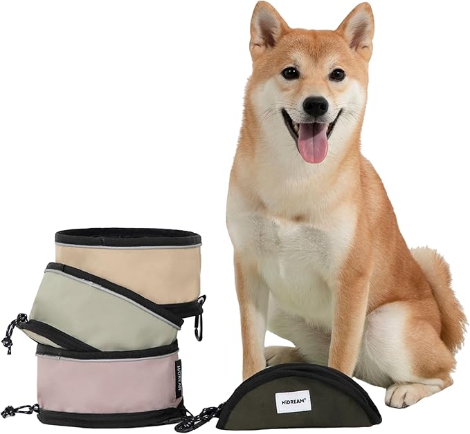 Dog Collapsible Water Bowl Light Pet Food Bowls for Travel Portable Outdoor Dog Dish 1000ml Large Capacity Cat Bowl with Clasp for Camping Walking (Pink)