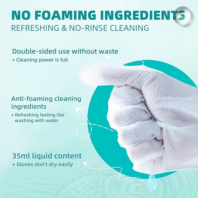 [10 Count] No-Rinse Pet Glove Wipes – 5-Finger Design, Coconut Oil & Aloe, Hypoallergenic Grooming Mitts for Dogs & Cats