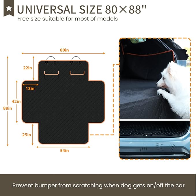 NESTROAD SUV Cargo Liner for Dogs, Waterproof Dog Cargo Cover for SUVs,Sedans,Vans,Nonslip Dog Seat Cover with Bumper Flap Protector,Universal Fit,Black,Large