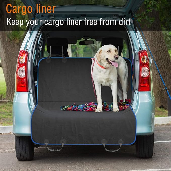 Active Pets Dog Car Seat Cover Car Seat Protector- for Back Seat of SUVs, Trucks, Cars - Waterproof & Convertible Hammock for Car Backseat - Dog Travel Accessories - Blue