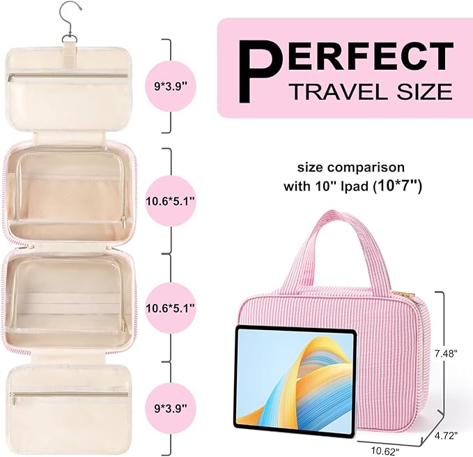TOPEAST Travel Toiletry Bag Makeup Bag - Hanging Toiletry Bag for Women, Portable Toiletries Travel Bag and Cosmetic Bag, Airplane Travel Essentials Travel Toiletry Bag - Letter S, Purple