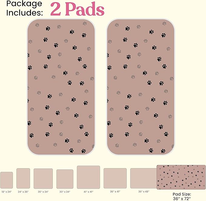 Super Absorbent Washable Pee Pads for Dogs - 2-Pack Superior Reusable Puppy Pads Pet Training Pads –100% Waterproof Dog Pee Pad Protects Against Urine Leakage Non-Slip Grip Prevents Slipping& Bunching