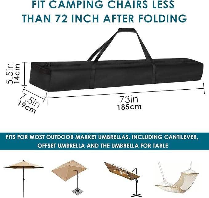 LUEXBOX 73 Inch Patio Umbrella Storage Bag for Outdoor, Nylon Beach Umbrella Folding Cover, Hammock Storage Bag, Heavy Duty Zipper Travel Carrying Duffle Bag for Sports, Beach