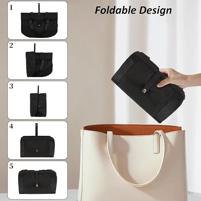TANTOMI Tote Bag for Women Foldable,Waterproof Work Bag with Zipper,Large Shoulder Handbag for Travel-20.9''l X 6''w X 14''h