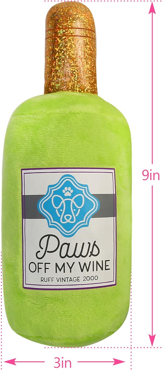 Prime Pets Plush Dog Toy, Crinkle Dog Toys, Wine Bottle Pet Toy for Small Medium Large Dogs
