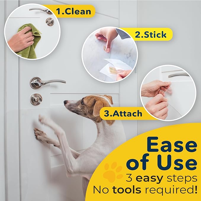 PROTECTO 2-Pack Heavy Duty Door Protector from Dog Scratching, 22 x 4” Clear Door Scratch Protector, Easy to Install on Window, Wall, Screen & Sliding Doors, Cat Scratch Guard for Indoors Outdoors