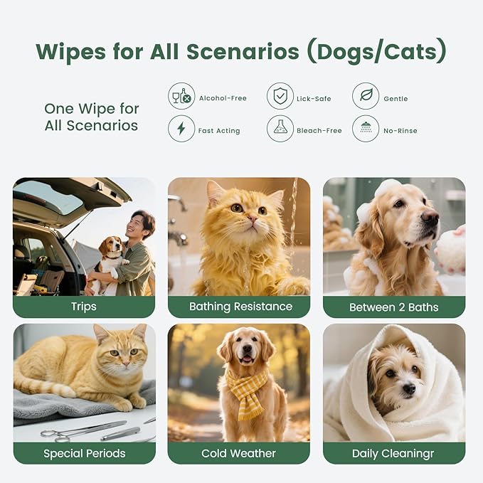 Gardner Pet Extra Thick Pet Glove Wipes for Dogs and Cats, Dog Wipes Cleaning Deodorizing Bath Wipes, Dog Wipes for Paws and Butt, Grooming Cat Wipes, Puppy Wipes, Unscented 24 PCS