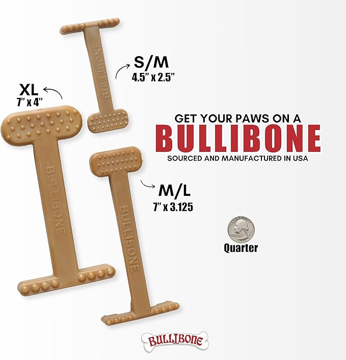 Bullibone Nylon Dog Chew Toy for Aggressive Chewers - Dental Hygiene Bone with Bacon Flavor, Durable Tough Chew Toys for Large Dogs, Indestructible Dog Bone - 3 Pack