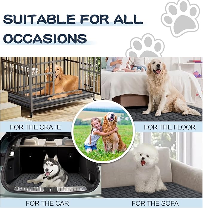 Bubble bear Dog Crate Mat - Upgraded Thick, Ultra Soft, Washable & Anti-Slip Kennel Pad for Small/Medium/Large Dogs, Dark-Hued to Hide Stains (30"x19")