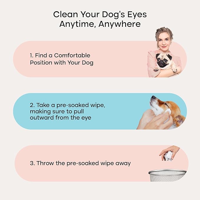 Uproot Clean Cat & Dog Eye Wipes: Hypoallergenic Eye Wipes for Dogs (100ct.) - Gentle & Cleansing Tear Stain Remover for Dogs - Reduce Discharge, Tear Stain Deep Clean Wrinkles Cats