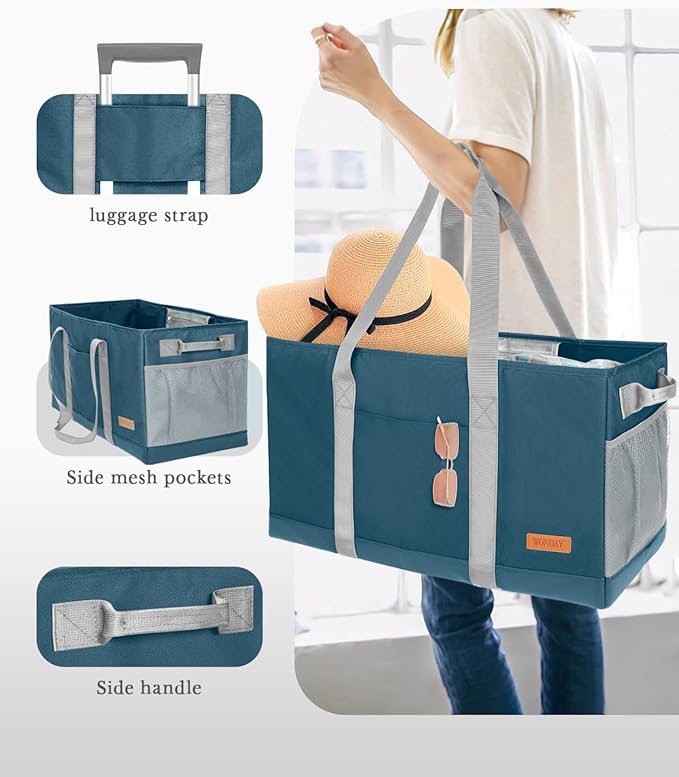 WONDAY Standing Extra Large Reusable Grocery Bag Carrier with Handle, Thirty One Utility Tote Foldable for Shopping and Beach
