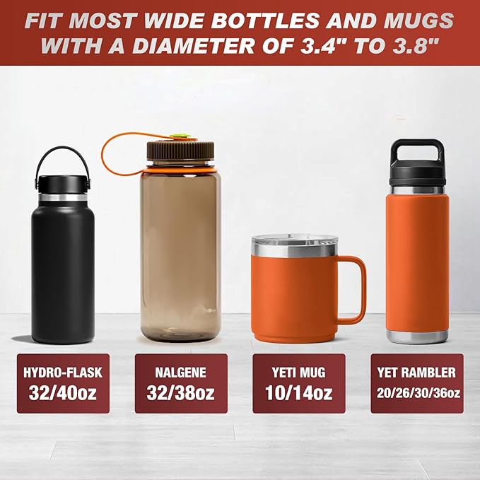Frokom Cup Holder Expander for Car,Upgraded Car Cup Holder Expander Adapter with Offset Adjustable Base and 8" Tray, Fit Most Large Bottles and Mugs-Yeti Ramblers 14/24/36/46oz, Hydro Flasks 32/40oz