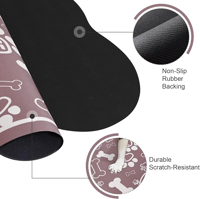 Dog Cat Mat for Food and Water,Rapid Absorbent Pet Feeding Mat, Bone Shaped Dog Placemat Bowl Mat with Rubber Backing,No Stains Pet Food Mats Indoor, Pet Accessories Supplies,Brown 16"×24"