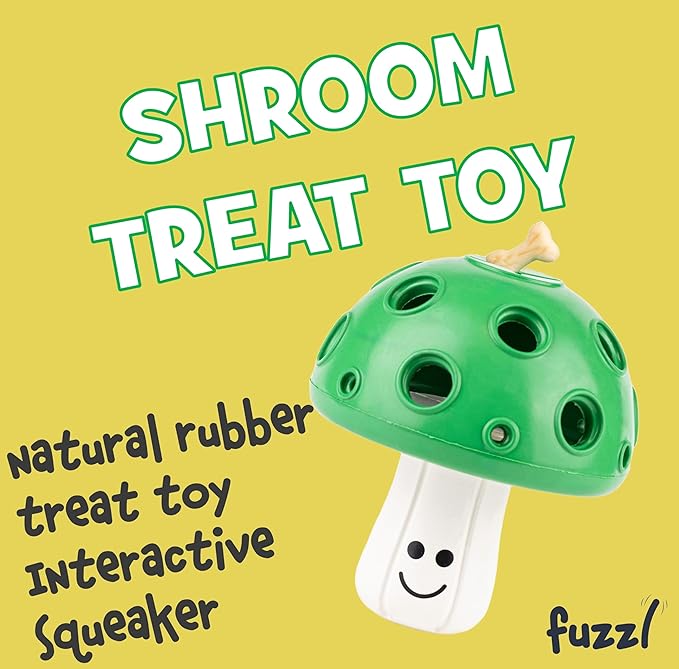 Eco Rubber Large Magic Shroom Puzzle Enrichment Toy - Green - Long Lasting Dog Treat Toys for Aggressive Chewers Strong Dog Toy for Dogs Durable Puppy Chew Toys