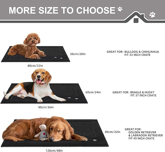 BEQHAUSE Dog Door Mat for Muddy Paws 24"x36" Dirt Trapper Absorbent Doormat Non Slip Entryway Rugs Washable Stain Resistant Welcome Floor Mat Soft Low-Profile for Front Back Door, Black