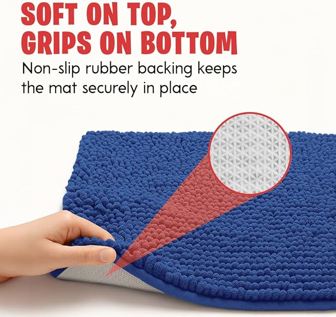 MudGuard Mat™ Dog Door Mat for Muddy Paws, Super Absorbent Microfiber, Non-Slip Indoor Mat, Quick Dry Chenille Mud Mat for Dogs & Entryway, Washable, Navy Blue 36" x 60"