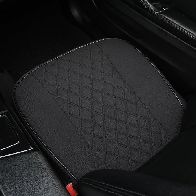West Llama Linen Front Car Seat Cover Protector Anti-Slip Bottom Seat Cover Fits 95% of Vehicles,Wrapping Around The Bottom,Diamond Pattern(Black-1Pcs)