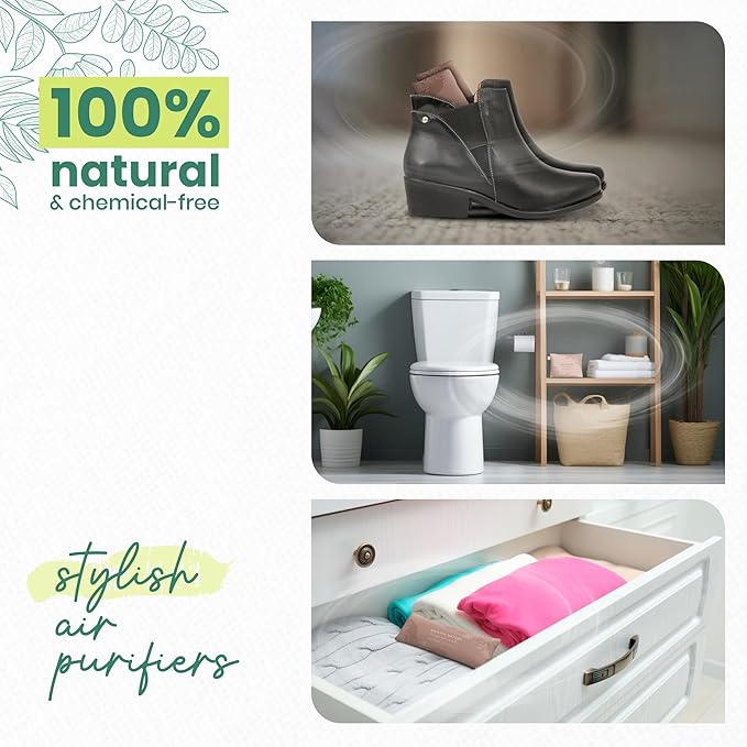 Roonin Activated Charcoal Odor Absorber - Bamboo Charcoal Air Purifying Bag - Activated Charcoal Bags Odor Absorber Packets - Home Deodorizer Odor Eliminator (6-pack)