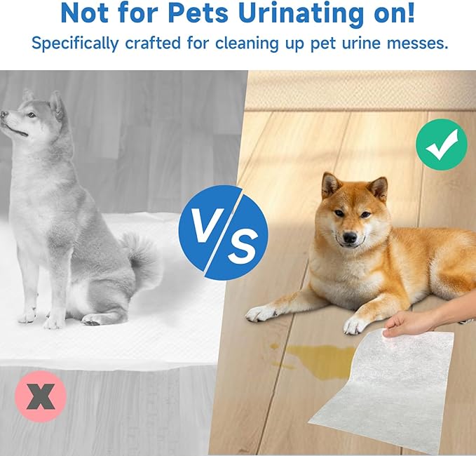 L&W BROS. Easy Clean Pet Quick Absorbent Sheets – Innovative Solution for Mess-Free Cleanup Not Traditional Pee Pads, 12"x10" for Urine and Pet Stain & Odor Remover (80 PCS)
