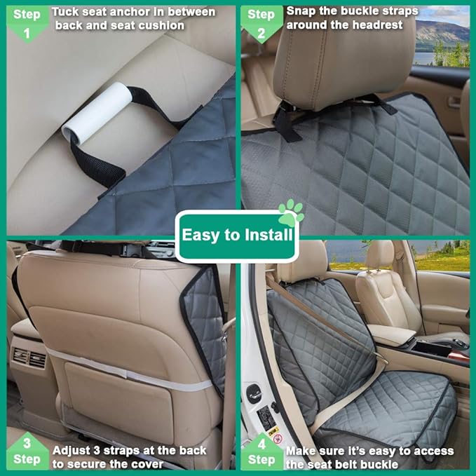 HAPYFOST Waterproof Front Seat Cover Dog Car Seat Covers Nonslip and Full Protection with Side Flaps Fits Most Cars, Trucks, SUVs(Grey, 1Pack)