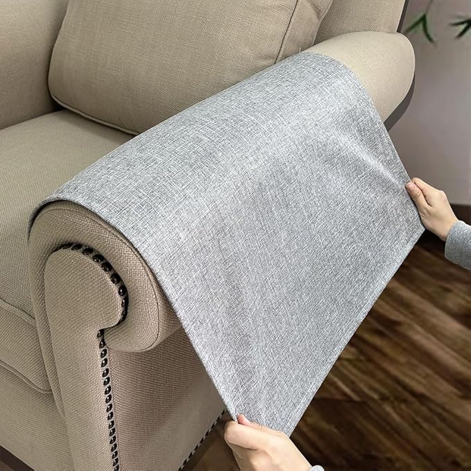 NOYOURS Couch Arm Covers, Anti-Slip Sofa Armrest Cover for Recliner, 2pc Washable Sofa Arm Covers, Dogs Cats Pet Scratch Proof Couch Arm Protectors, Light Grey, 20x24inch