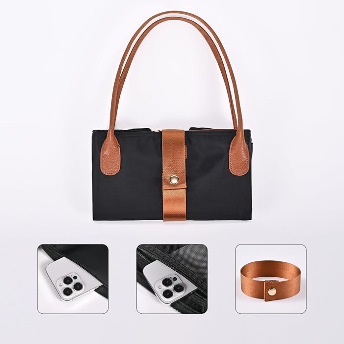 Nylon Tote Bag for Women, Large Foldable Weekend Hobo Purses for Women, Shoulder Tote Handbags with Zipper | Nylon, Large, Foldable, Weekend, Tote, with Zipper