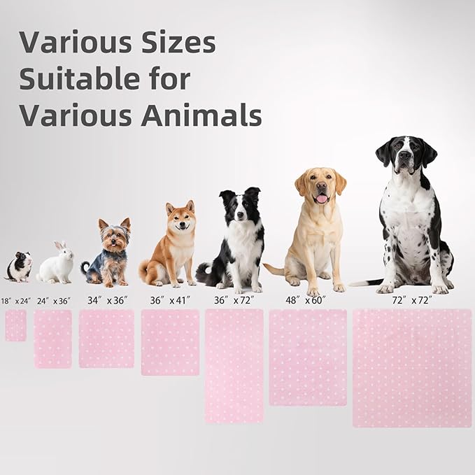 PUPTECK Washable Pee Pads for Dogs - Waterproof Reusable Puppy Potty Training Pads Whelping Mat - Fast Absorption Non-Slip Pet Food Feeding Mat (Pink, 36x72 Inch (Pack of 2))