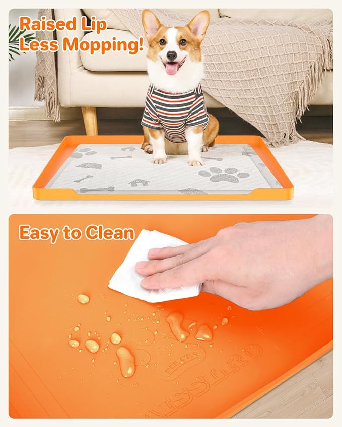 Aisslro Pet Feeding Mat, 27”x27” Absorbent Pet Placemat for Food and Water Bowl, Non-Slip Silicone, Leak-Proof Floor Protection for Quick Dry Water Dispenser Mat for Dog and Cat, Beige