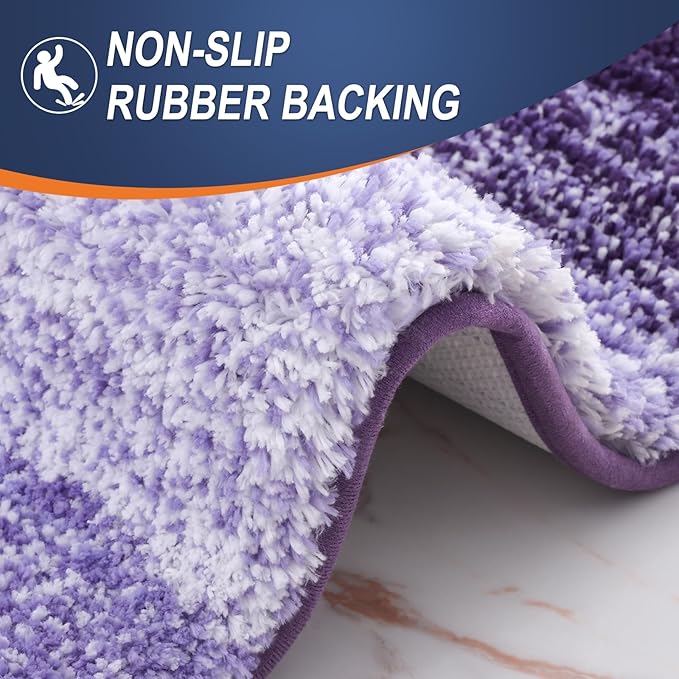 OLANLY Bathroom Rugs Mat 34x21, Extra Soft Absorbent Microfiber Bath Rugs, Rubber Backing, Quick Dry, Machine Washable Bath Mats for Bathroom Floor, Tub and Shower, Home Decor Accessories, Violet