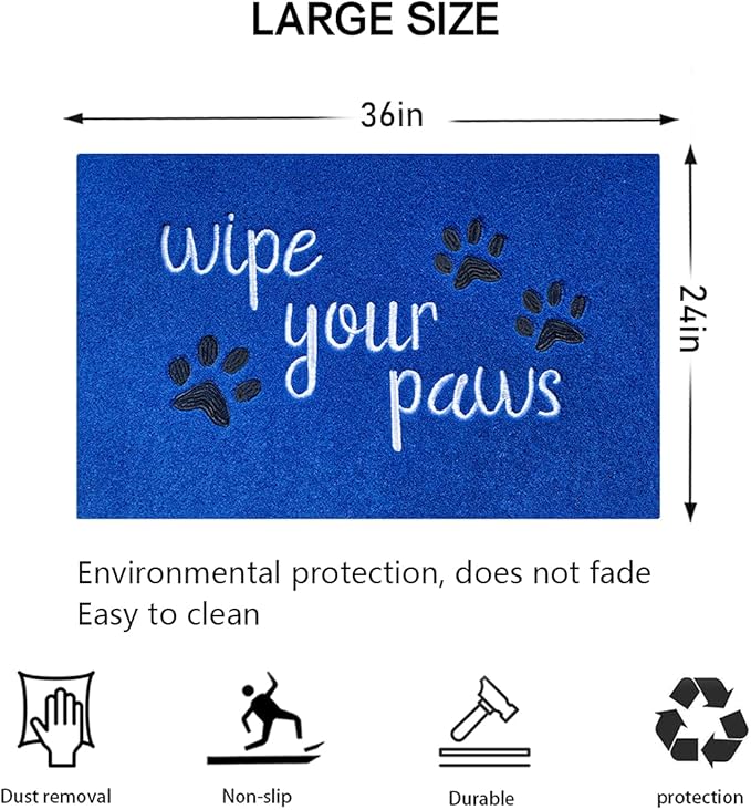 Large Welcome Mat for Front Door Wipe Your Paws Doormat Rubber Non Slip Backing Funny Doormat Indoor Outdoor Mats Funny Text Doormat for Entryway Front Door Porch 24X36