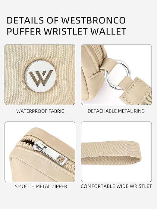 WESTBRONCO Puffer Wristlet Wallets for Women RFID Nylon Wallet with Zipper Quilted Purse for Travel Credit Card Holder Phone
