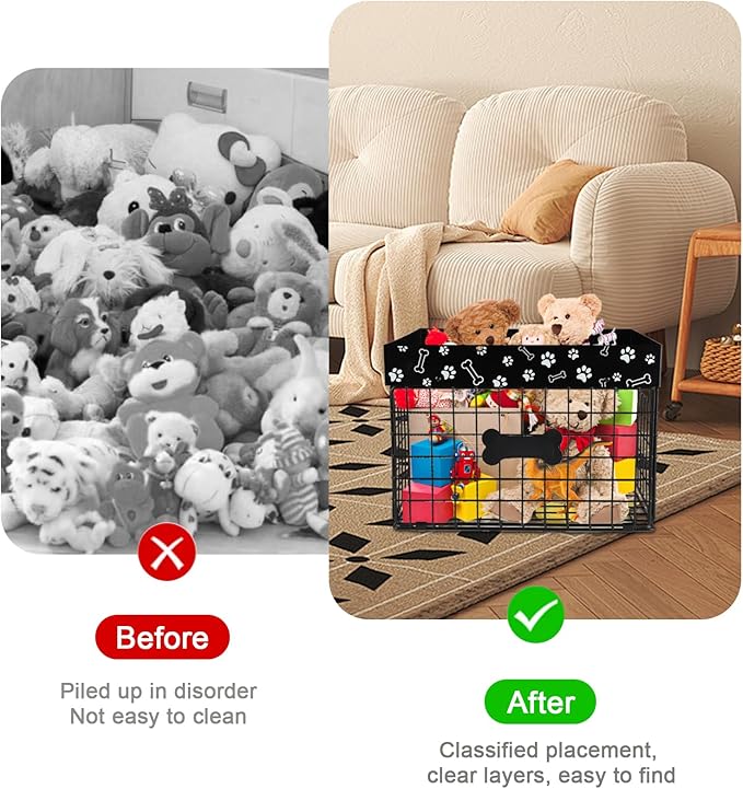 Faihats Large Metal Dog Toy Basket Foldable, Dog Toy Storage Bin & Box for Living Room Area, Pet Toy Chest Organizer, Puppy Toys Container Holder, dog toys baskets medium Chest Toybox & Boxes