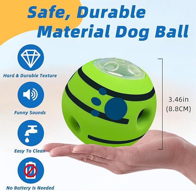 SHAKE AND LAUGH Interactive Puzzle Dog Treat Ball, Treat Dispensing Enrichment Dog Toys Ball, M, 3.46 in (8.8 cm)