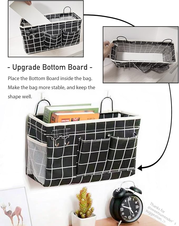 3pcs Large Wall Hanging Organizer Bag, Linen Fabric Door Hanging Storage Baskets with Pockets, Waterproof Bin for Kitchen, Bedroom, Office, RV Camper (Triangle)